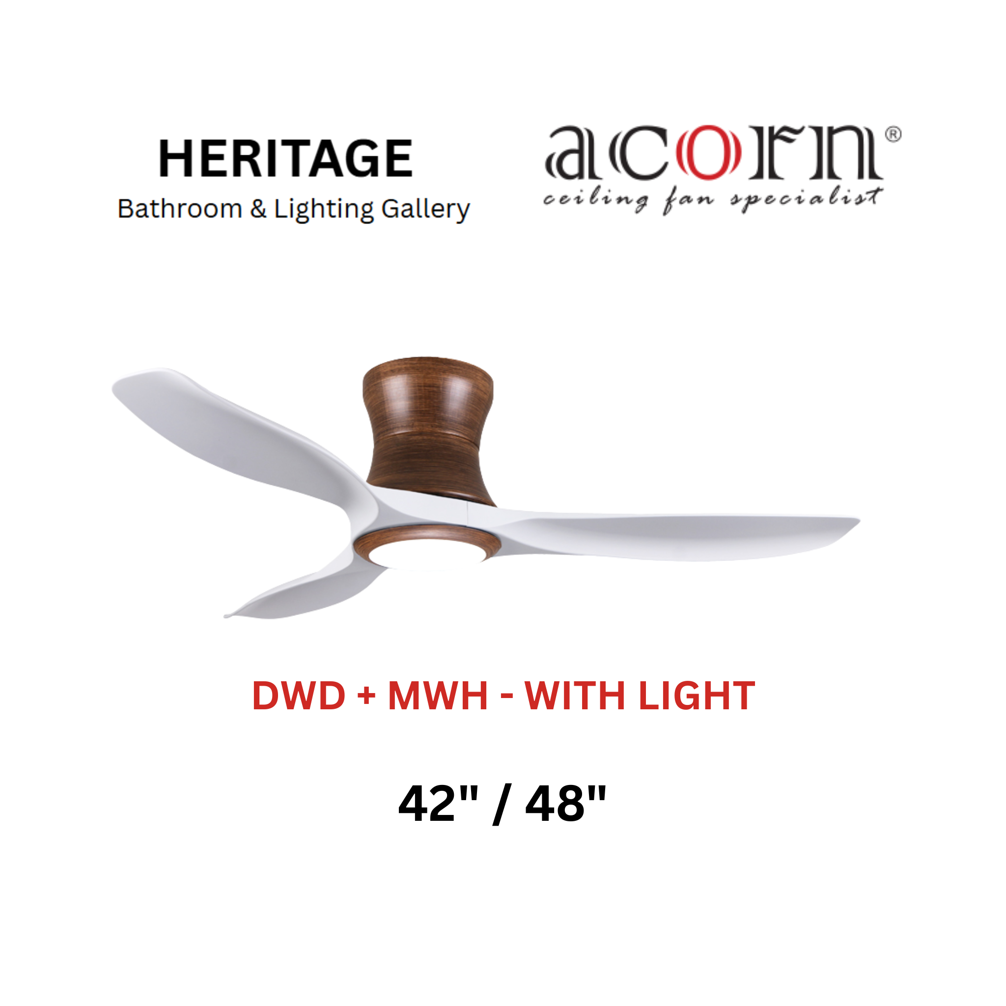 Acorn DC-168H DWD + MWH With Light Ceiling Fan