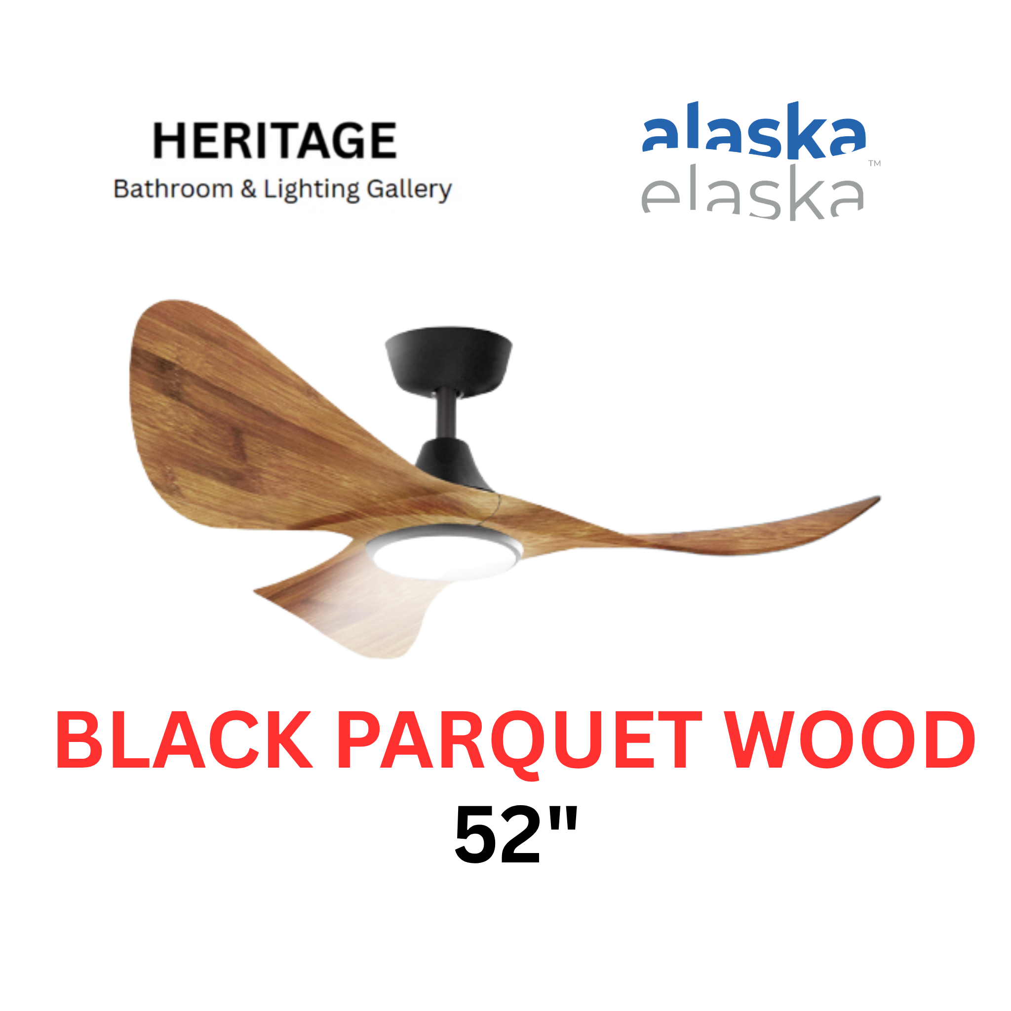 Alaska CURA 52" Ceiling Fan With 20W LED RGB (Black Light Wood)