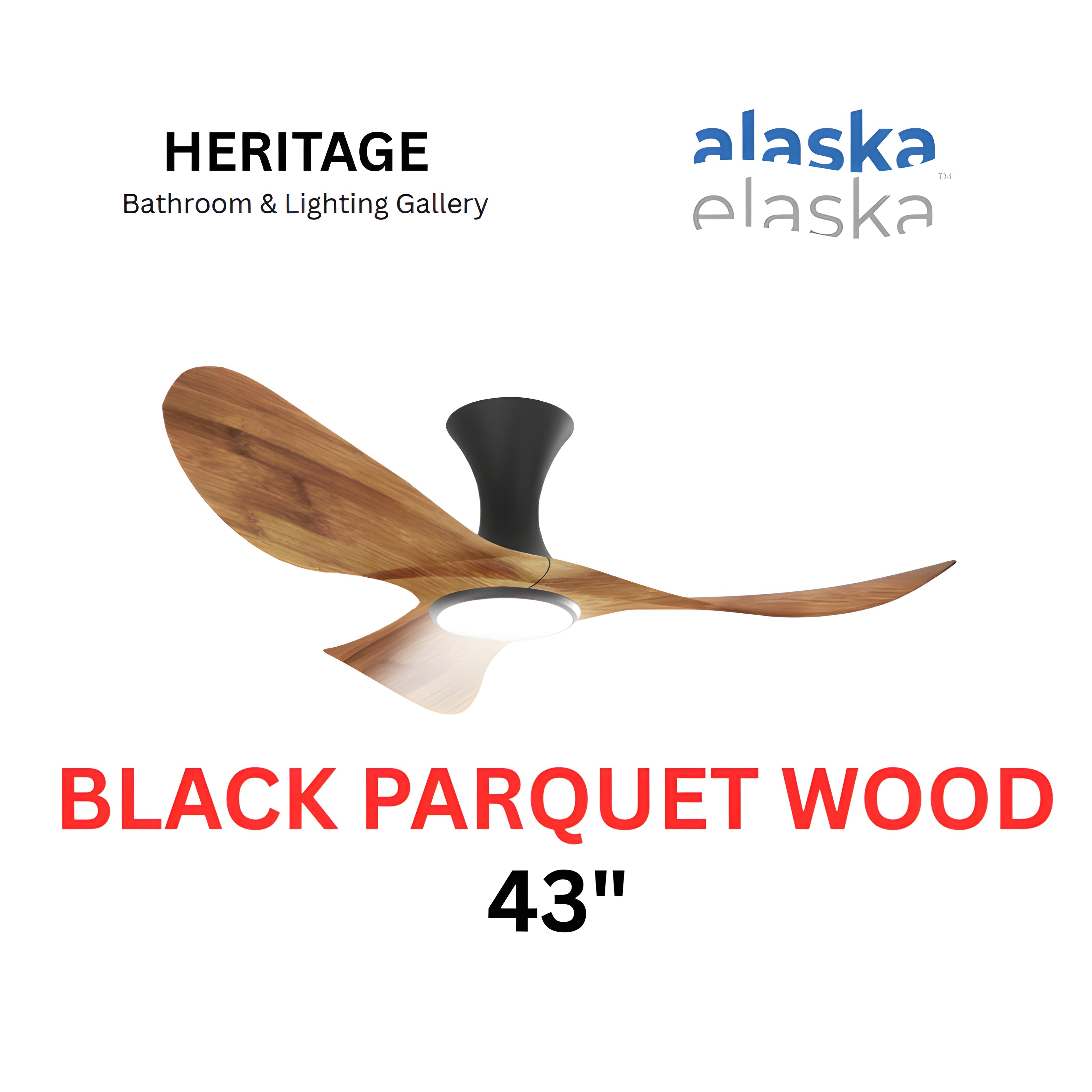 Alaska Burah 43" Ceiling Fan With 20W LED RGB (Black Light Wood)