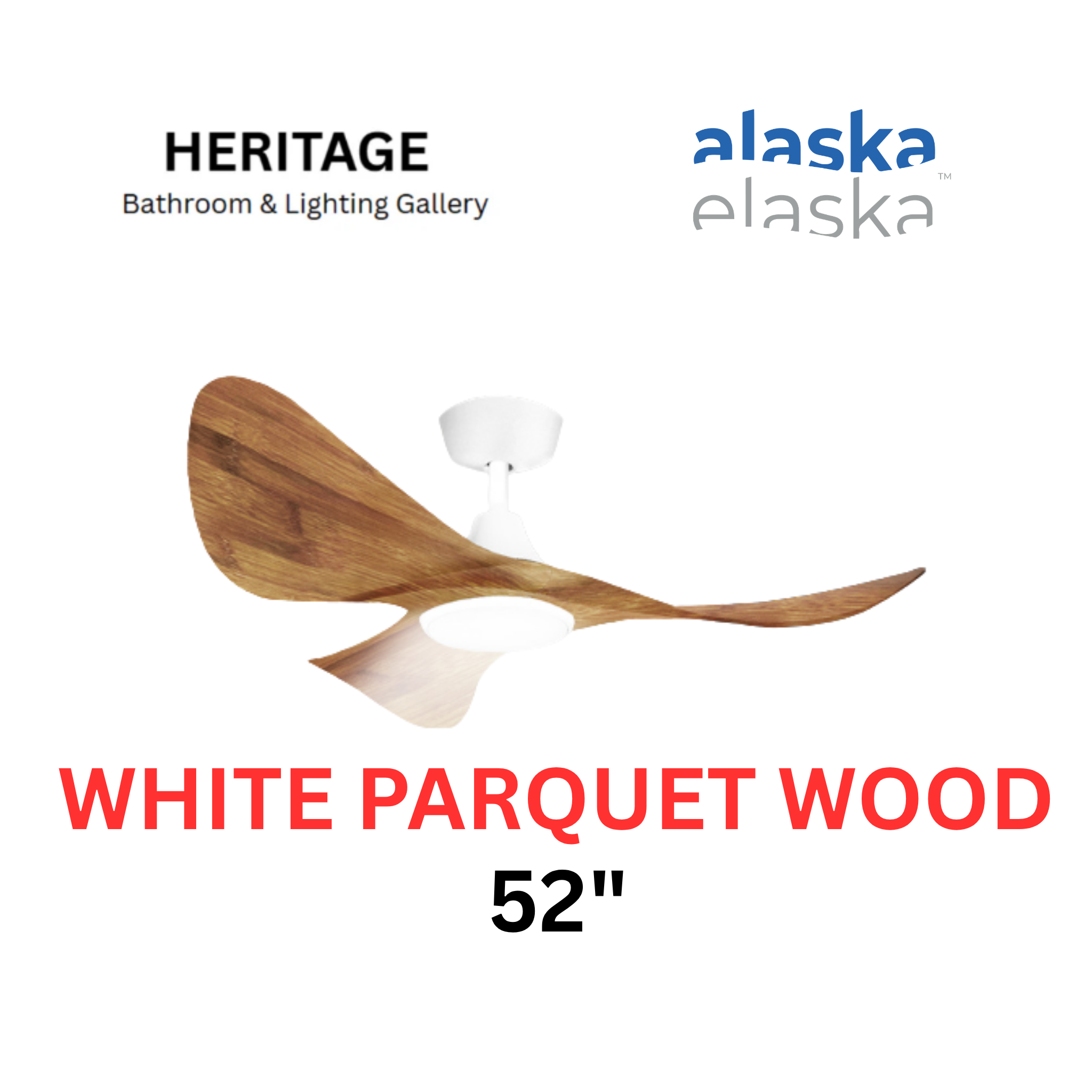 Alaska CURA 52" Ceiling Fan With 20W LED RGB (White Parquet Wood)