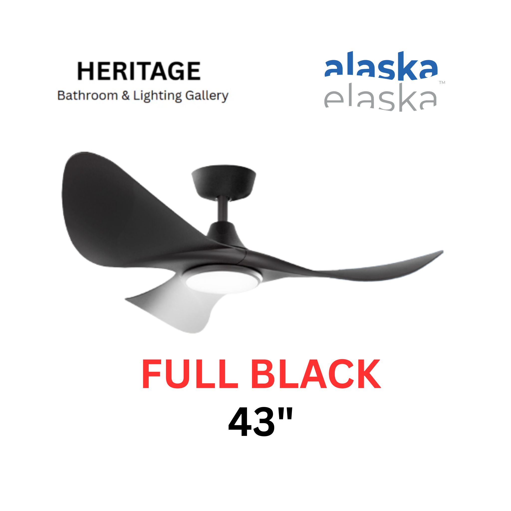 Alaska BURA 43″ Ceiling Fan With 20W LED RGB (Matt Black)