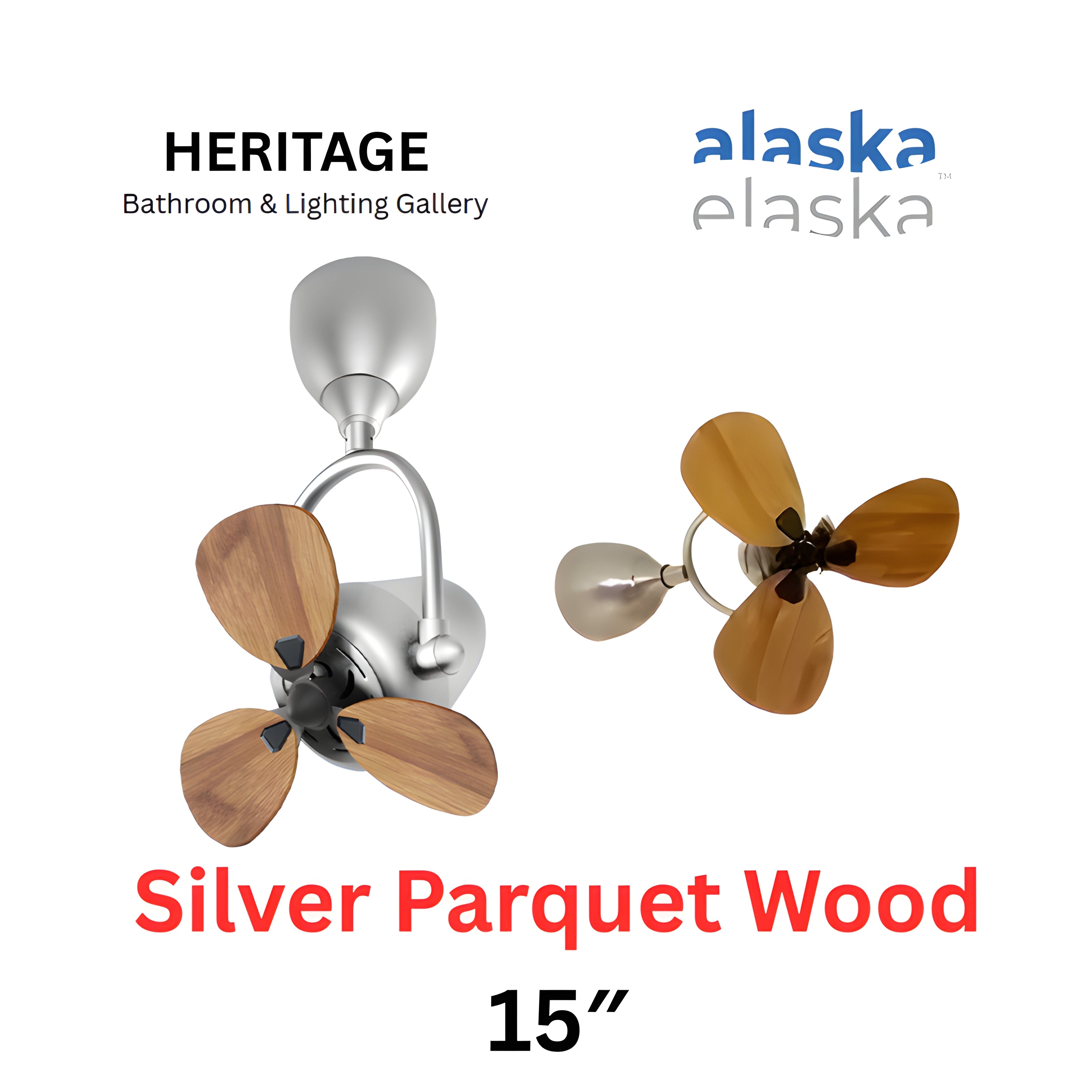 Alaska Eskye 15″ Corner Ceiling Fan (Silver Parquet Wood)