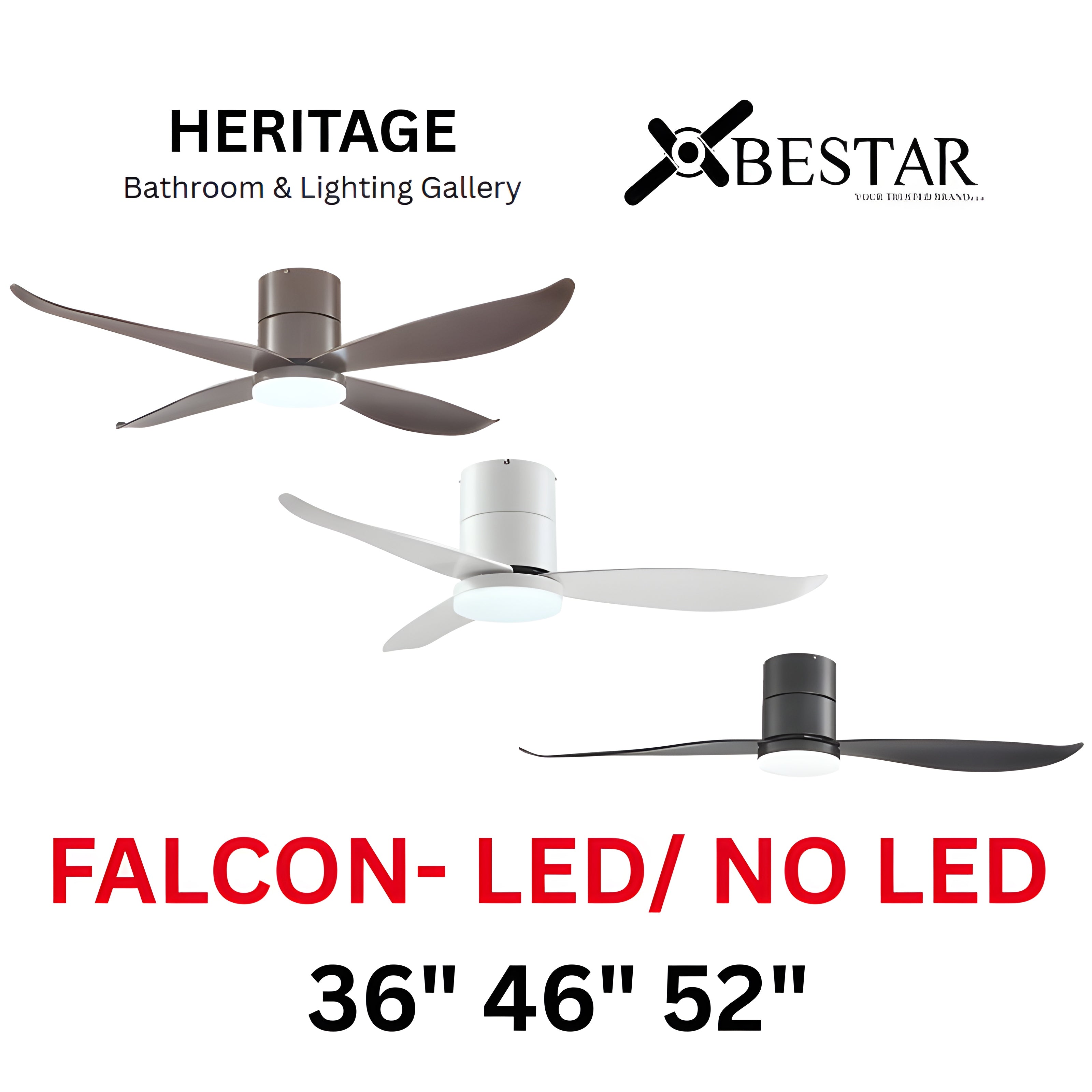 Bestar Falcon 36" / 46" / 52" Ceiling Fan With 20W LED RGB