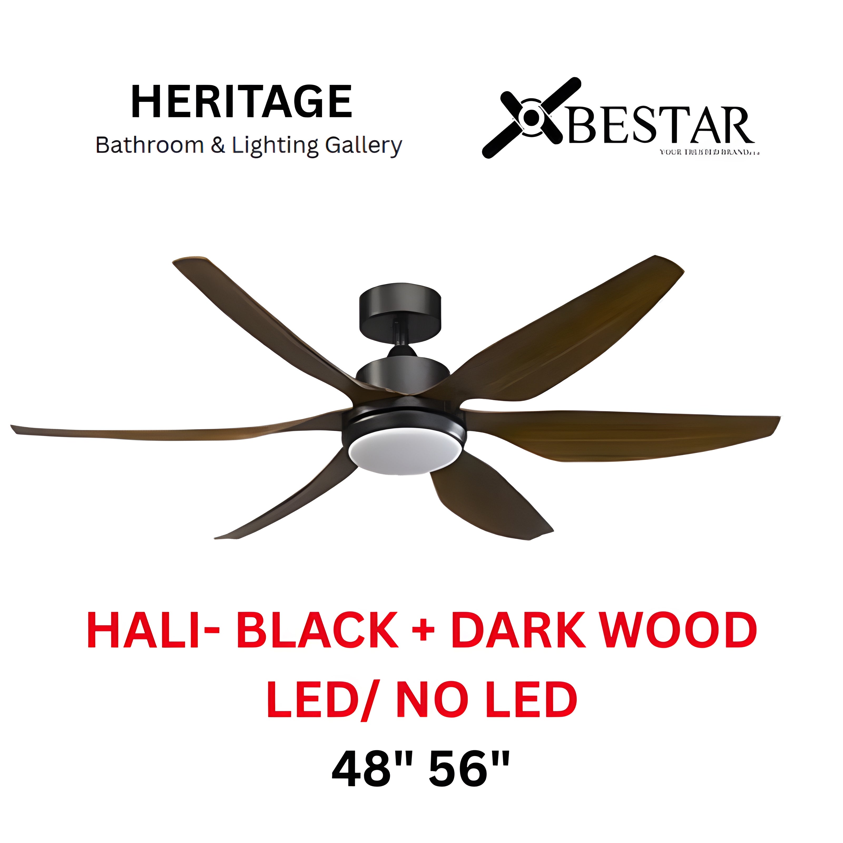 Bestar Hali 56″/ 48" Ceiling Fan With 24W LED RGB (DARK WOOD)