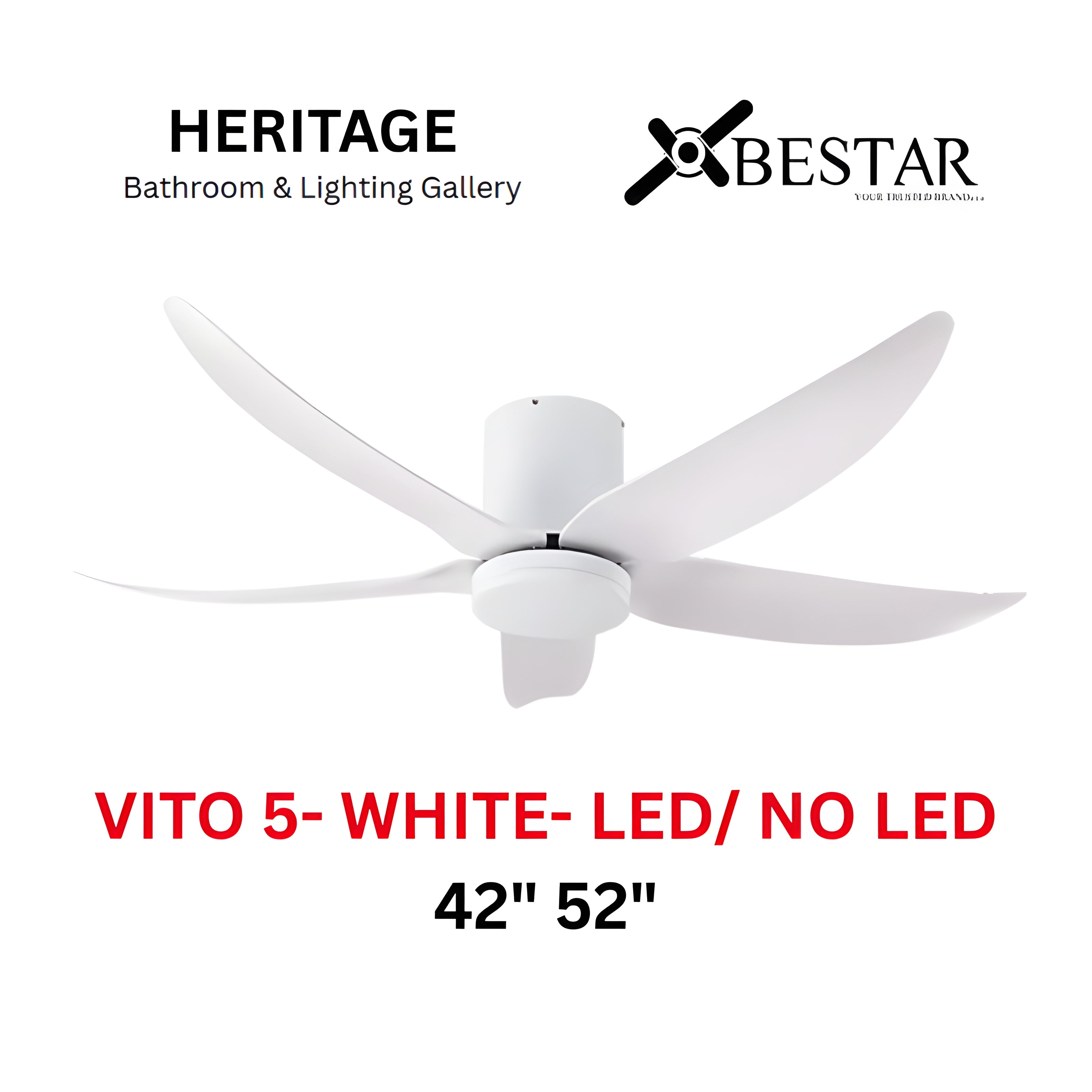 Bestar Vito-5 52″/ 42" Ceiling Fan (WHITE)