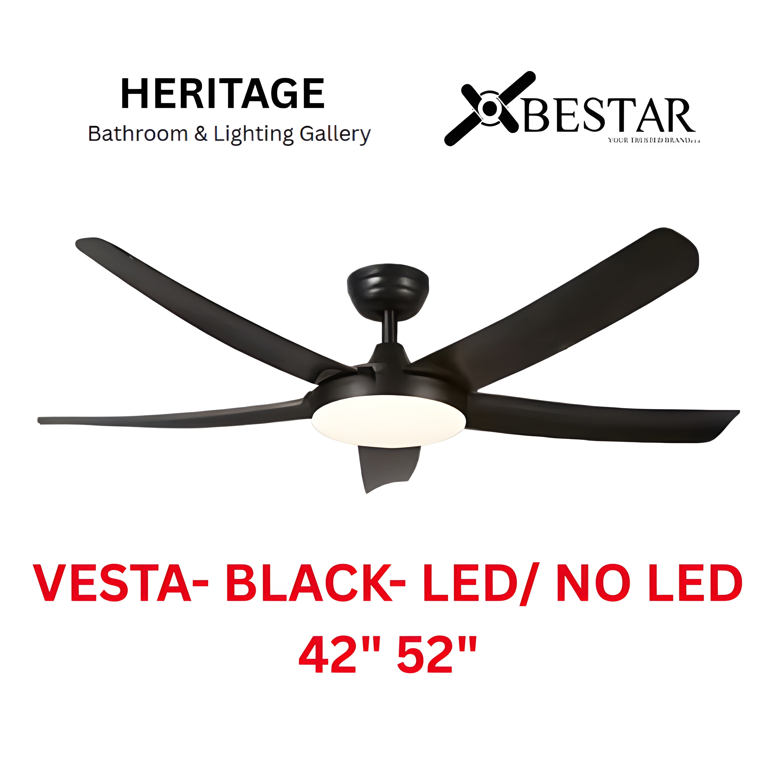 Bestar Vesta 42"/52" Ceiling Fan (MATT BLACK)