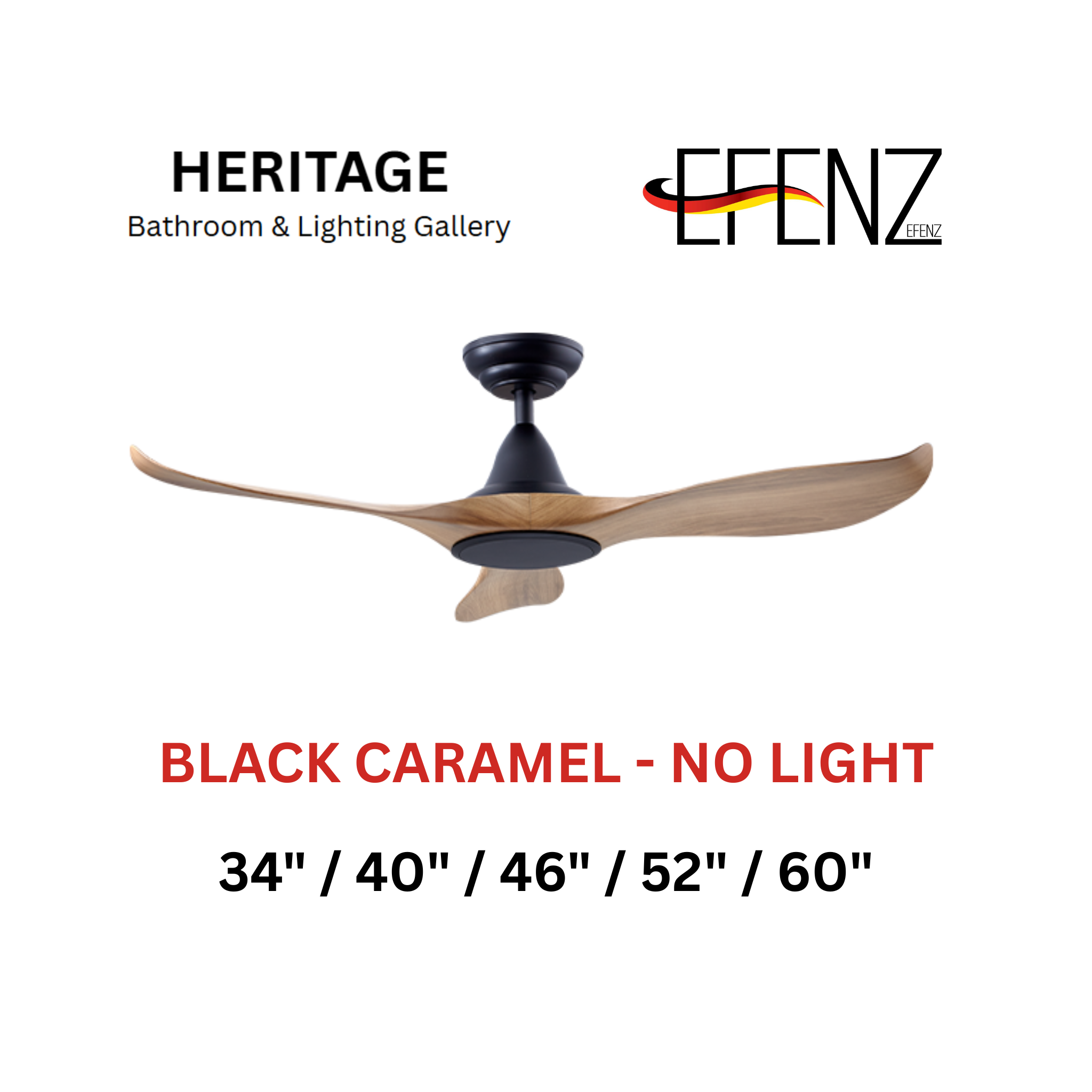 EFENZ Black Caramel No Light Downrod Design Ceiling Fan