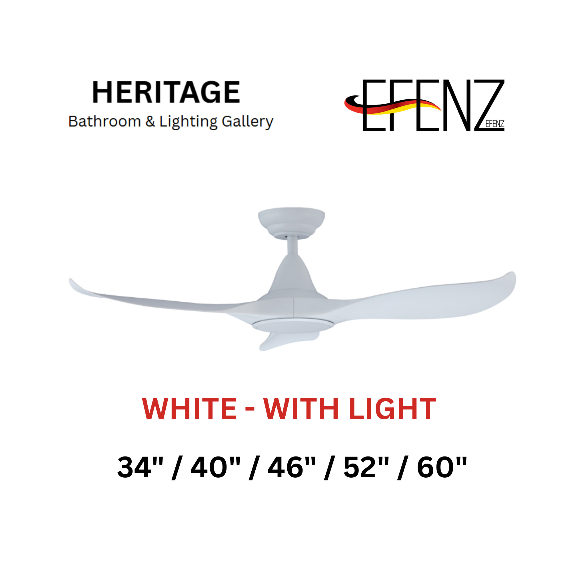 EFENZ White With Light Downrod Design Ceiling Fan