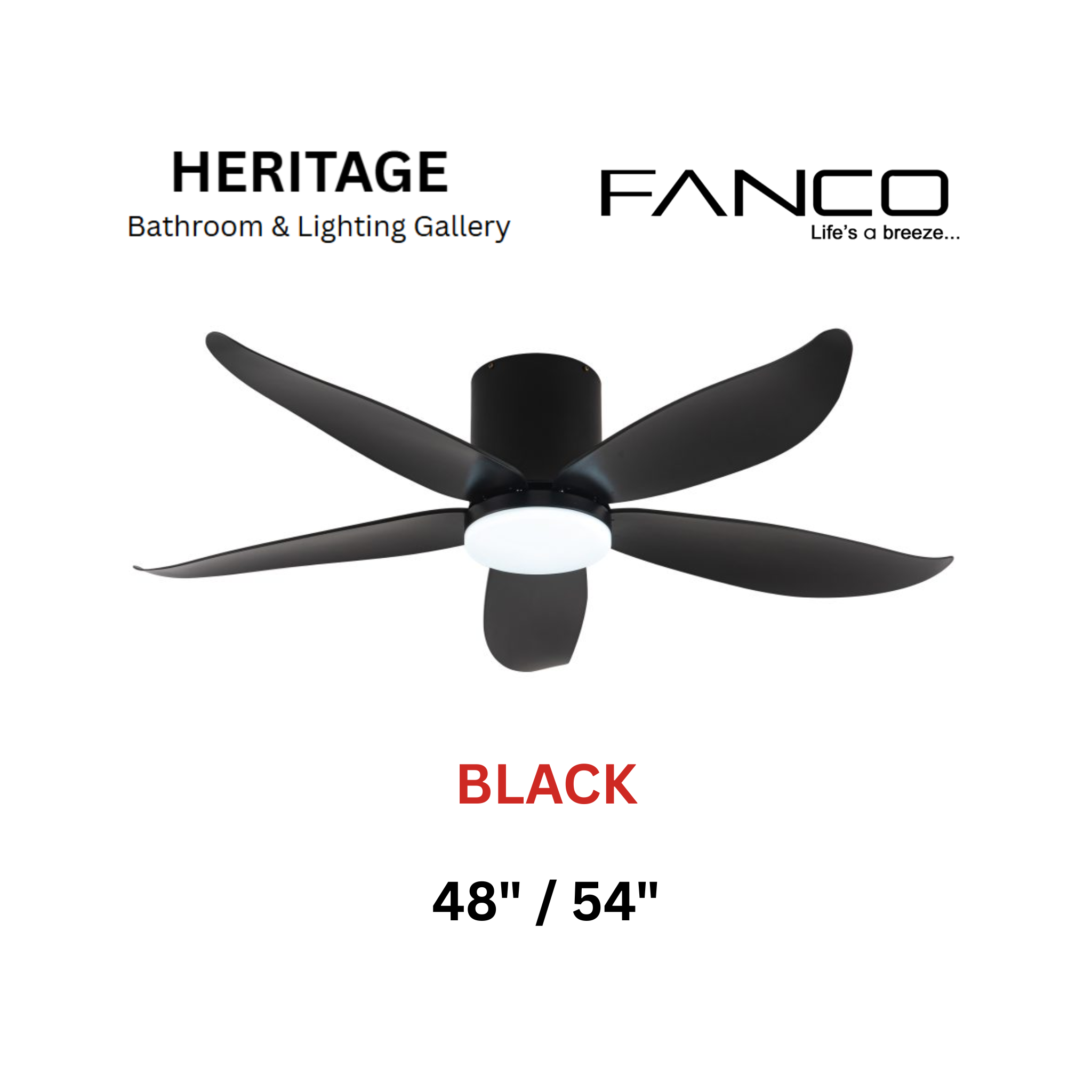 Fanco Rito 5 Black With Light Ceiling Fan