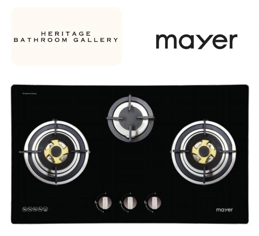 Mayer MMGH883HI 86cm 3 Burner Glass Gas Hob