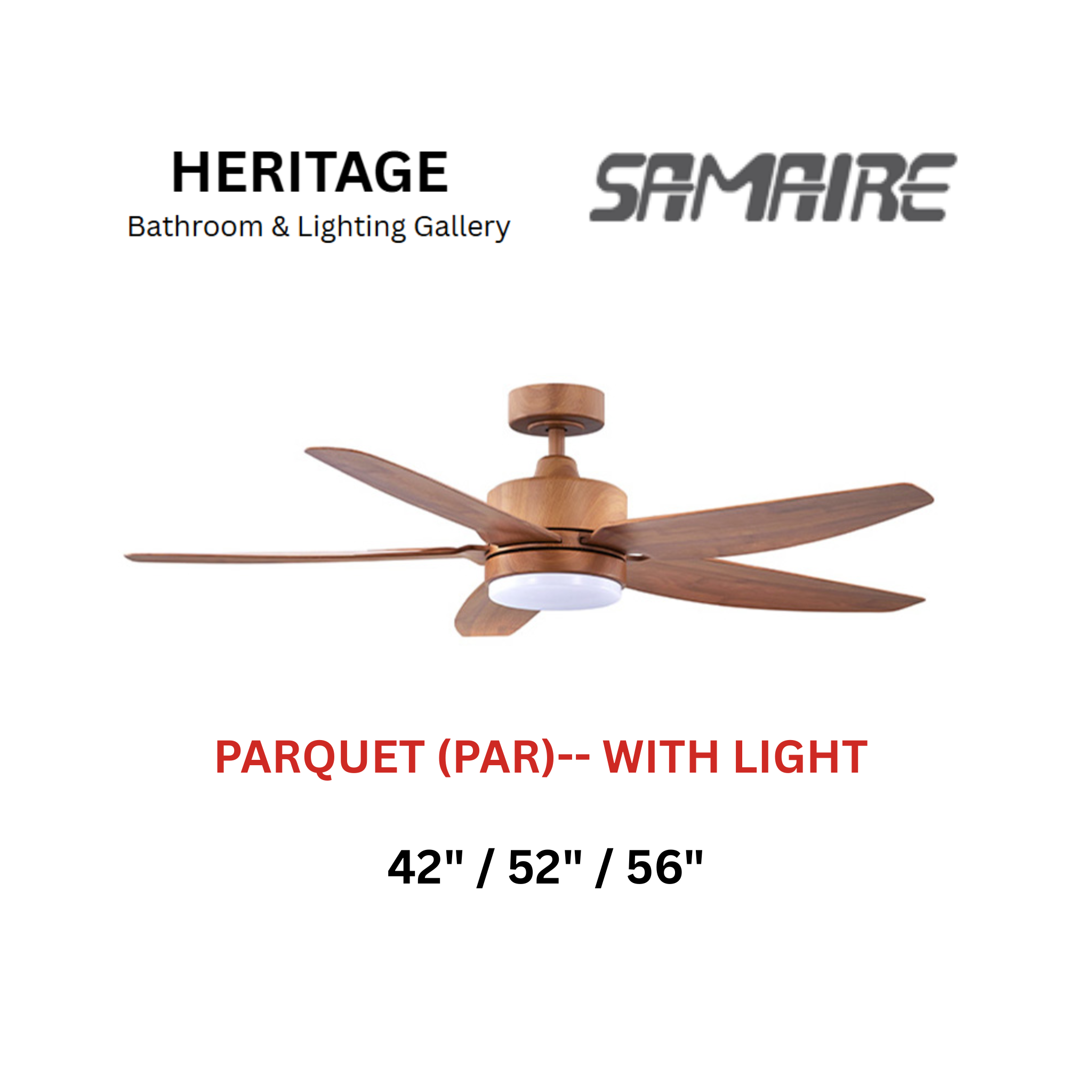 Samaire 5 Blade Parquet (PAR) With Light Ceiling Fan