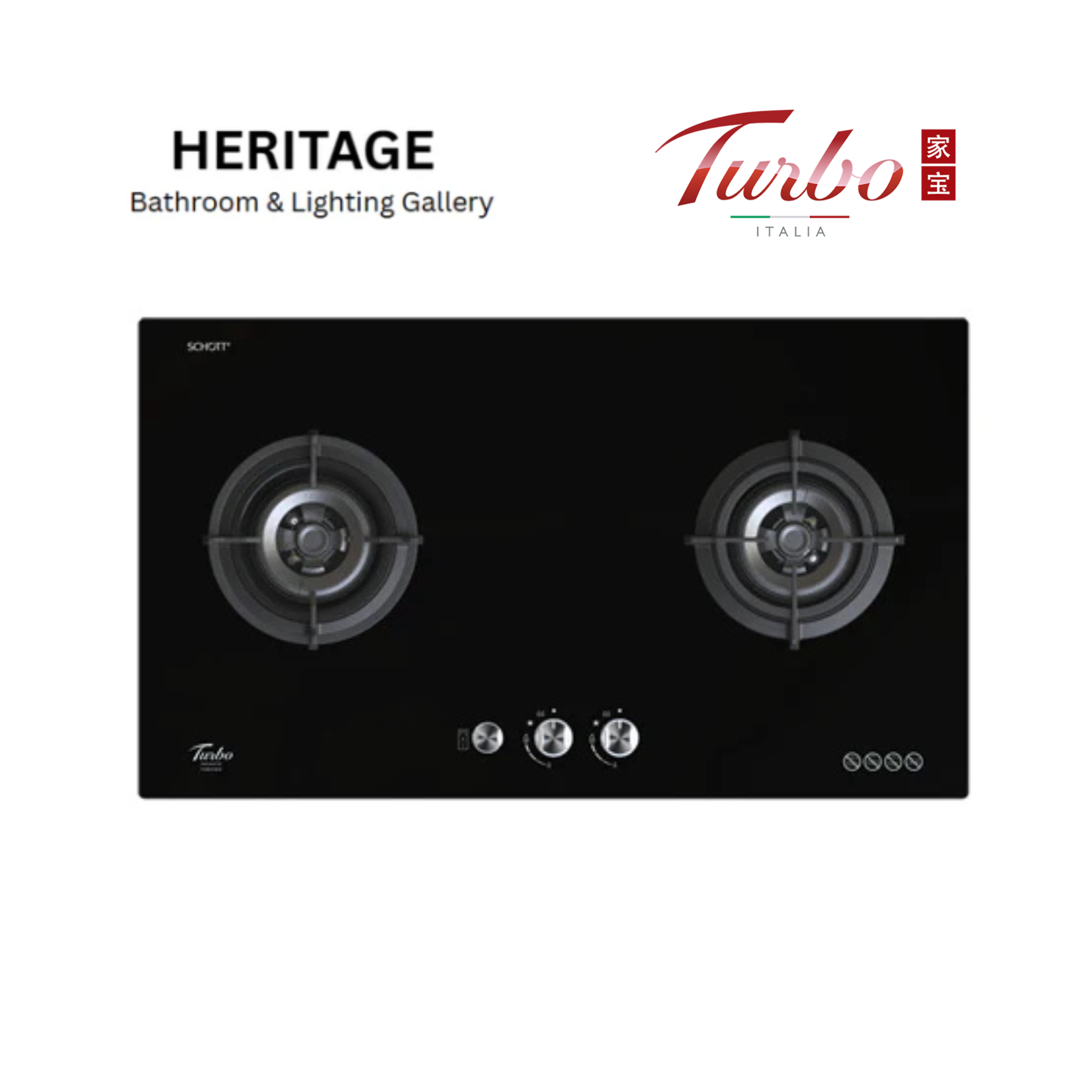Turbo Incanto T882 88cm 2 burners built-in glass hob